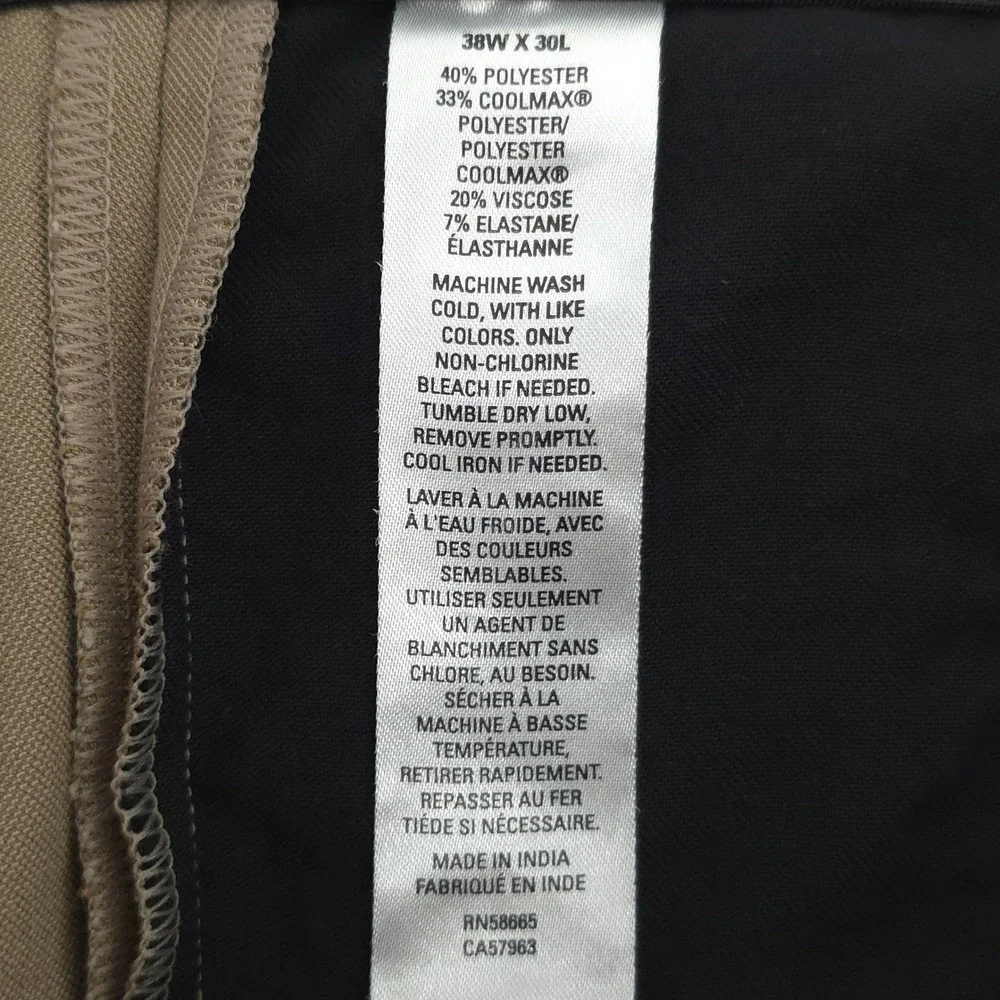 Nordstrom Tech-Smart Men Cargo Pants 38x30 Khaki Slim Fit Coolmax Performance